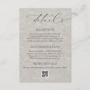 Neutral Elegant Wedding QR Details Enclosure Card
