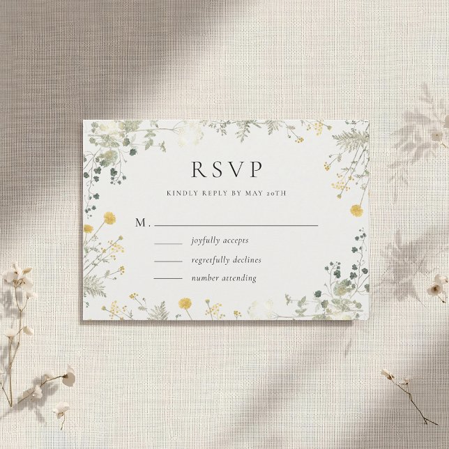 Neutral Elegant Wildflower Wedding RSVP Card (Creator Uploaded)