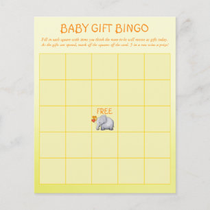 Neutral Elephant Baby Shower Baby Gift Bingo Game Flyer