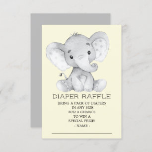 Neutral Elephant Baby Shower Diaper Raffle Ticket Invitation