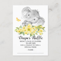 Neutral Elephant Shower Diaper Raffle Ticket