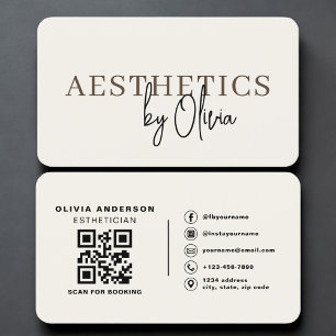 Neutral Esthetician Skincare QR Code Professional Business Card