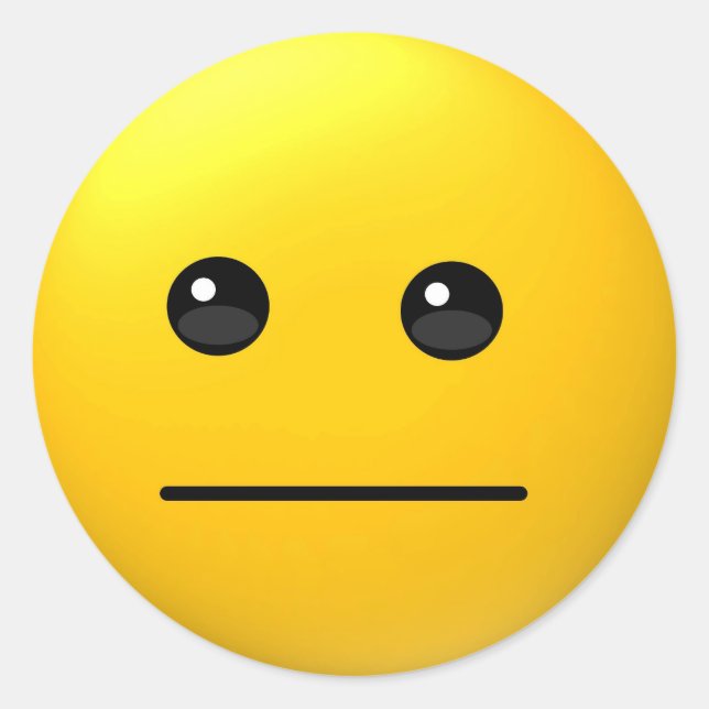Neutral expression funny emoji sticker (Front)