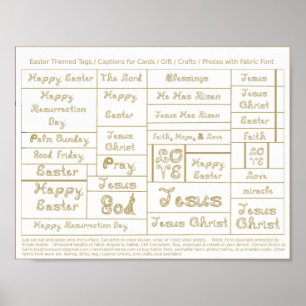Neutral Fabric Font Easter tags captions crafts Poster