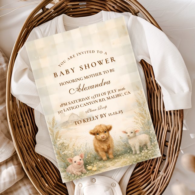 Neutral Farm Friends Baby Shower Invitation (Creator Uploaded)