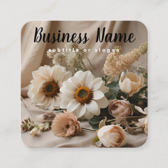 Neutral floral | Aesthetic | Boho | Business Card (Front)