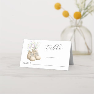 Neutral Floral Baby Shower Place Cards Tents