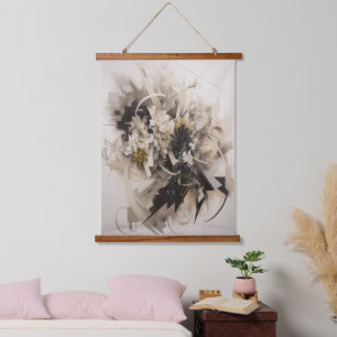 Neutral Floral Botanical Soft Nature Inspired Hanging Tapestry