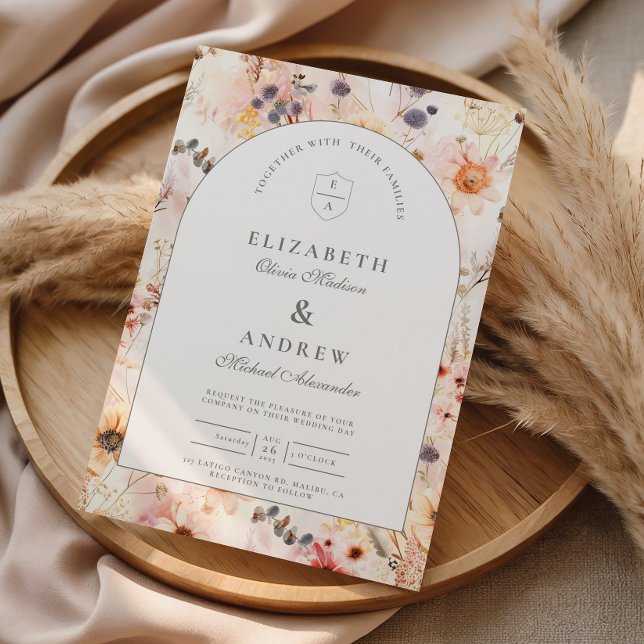 Neutral Floral Garden Wedding Invitation (Creator Uploaded)