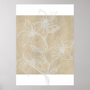 Neutral Floral Lime Wash Modern Poster