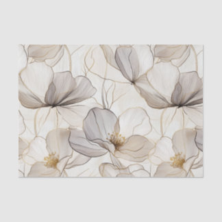 Neutral Floral Lines Decoupage Tissue Paper