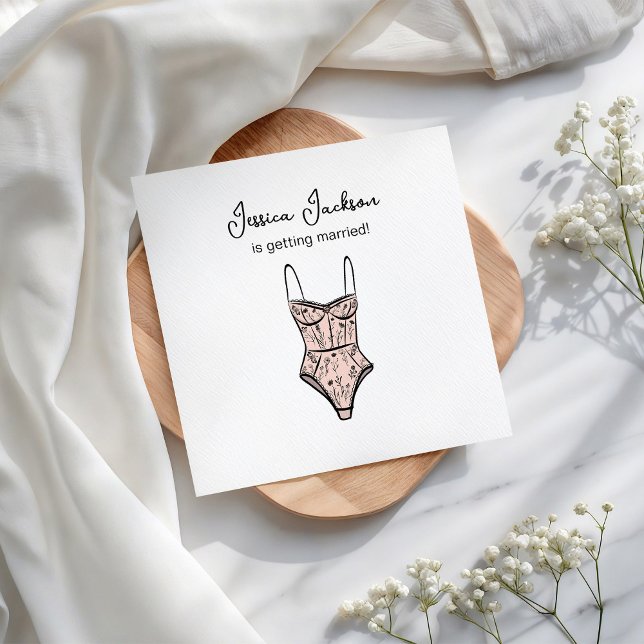 Neutral Floral Negligee Lingerie Shower Napkin (Creator Uploaded)