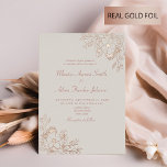Neutral Floral Rose Gold Wedding<br><div class="desc">This chic romantic and elegant neutral floral wedding invitation blends rustic charm with bohemian style,  featuring a modern palette of ivory beige and dusty rose. Adorned with real rose gold foil flowers and complemented by simple calligraphy script,  it exudes sophisticated grace and contemporary flair.</div>