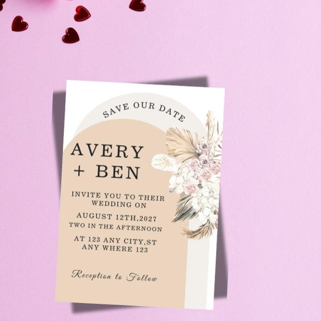 Neutral Floral Save the Date Invitation  (Creator Uploaded)