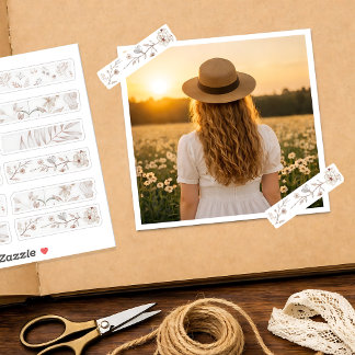 Neutral Floral Washi Tape Contour-cut Stickers