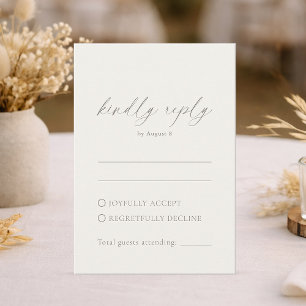 Neutral Floral Wedding RSVP Card “Kindly Reply”