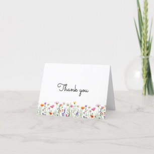 Neutral Floral Wildflower Baby Shower Folded Thank You Card