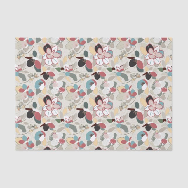 Neutral Floral Winter Magnolia Tissue Paper (Front)