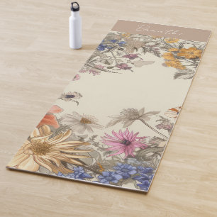 Neutral Floral Yoga Mat