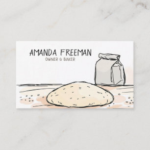 Neutral Flour and Dough Illustration Baker Business Card