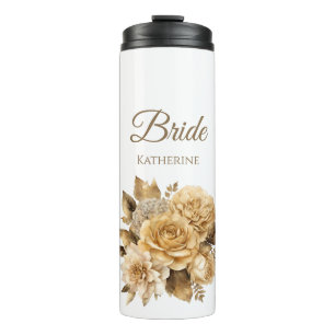 Neutral Flower Bouquet-Bride- Thermal Tumbler