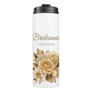 Neutral Flower Bouquet-Bride- Thermal Tumbler