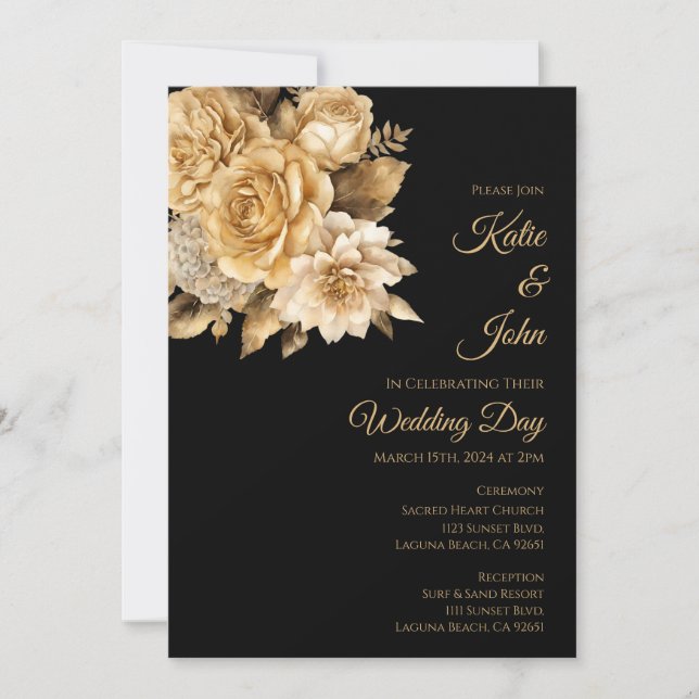 Neutral Flower Bouquet- Invitation (Front)
