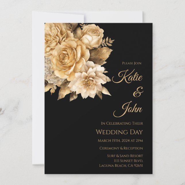 Neutral Flower Bouquet-Wedding- Invitation (Front)