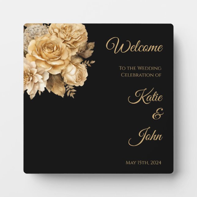 Neutral Flower Bouquet-Wedding- Plaque (Front)