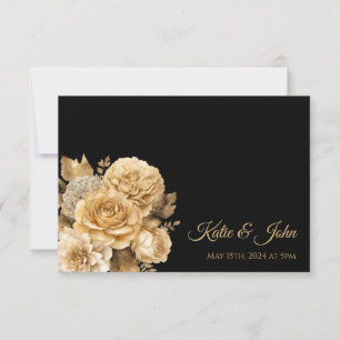 Neutral Flower Bouquet-Wedding- RSVP Card