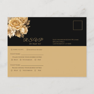 Neutral Flower Bouquet-Wedding RSVP- Invitation Postcard