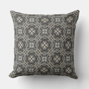 Neutral Flowers and Diamonds Pattern Cushion