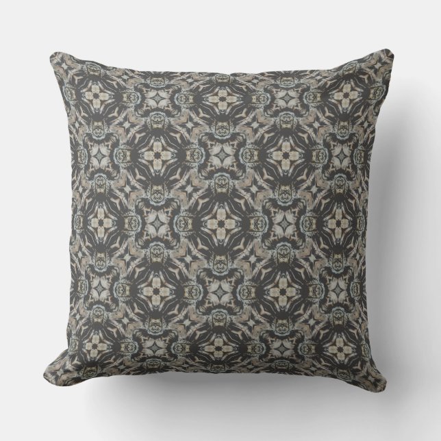 Neutral Flowers and Diamonds Pattern Cushion (Front)