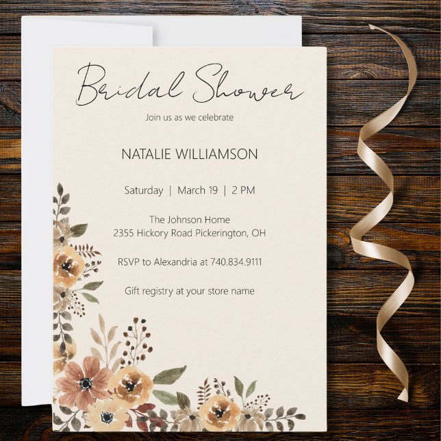 Neutral Flowers Bridal Shower Invitation (Creator Uploaded)