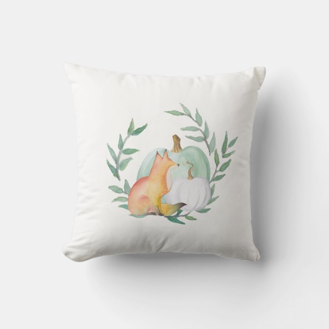 Neutral Fox Nursery Pillow – Woodland Baby Shower  (Front)
