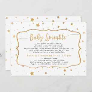 Neutral Gender Baby Sprinkle - white gold stars Invitation