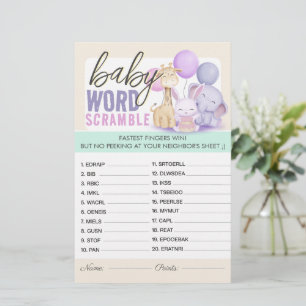 Neutral Gender Baby Word Scramble Game Mint Beige
