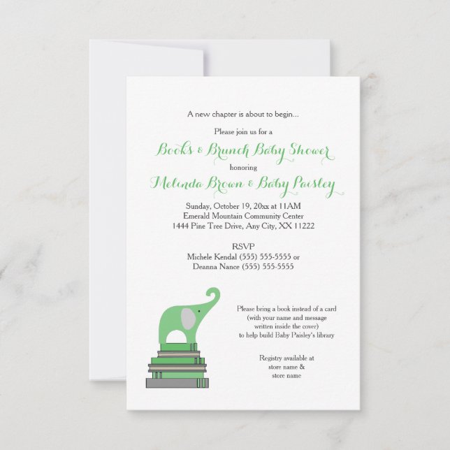 Neutral Gender Books and Brunch Baby Shower Invitation (Front)
