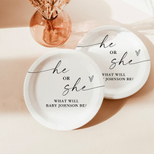 Neutral Gender Reveal Paper Plates, Party Decor Plate