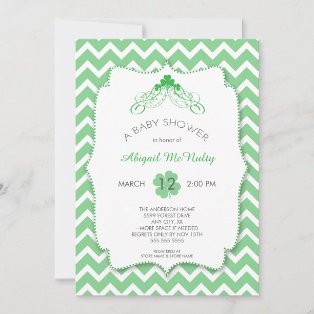 Neutral gender St Patrick's Day Baby Shower Invitation (Front)