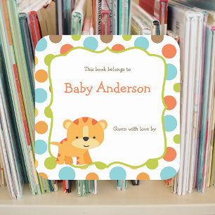Neutral Gender Tiger Baby Bookplates Square Sticker