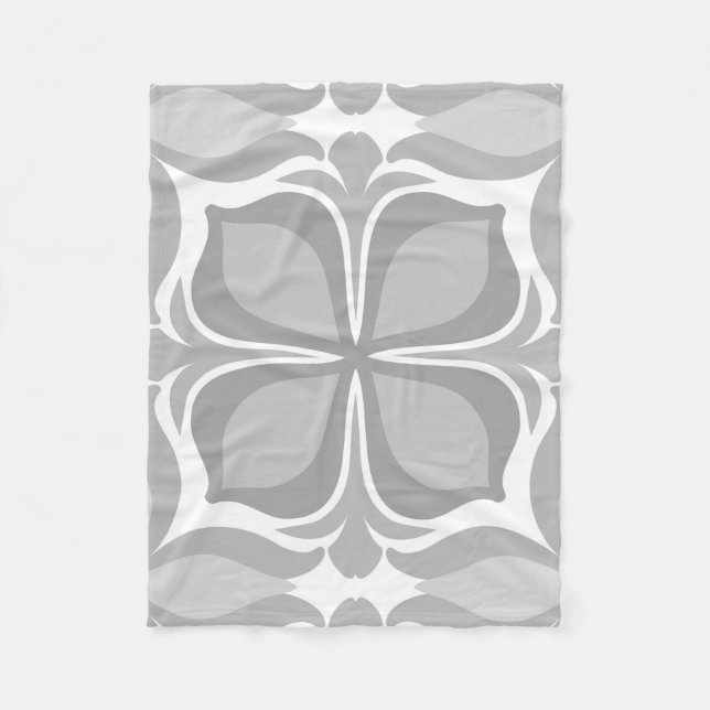 Neutral geolmetrical tiles fleece blanket (Front)