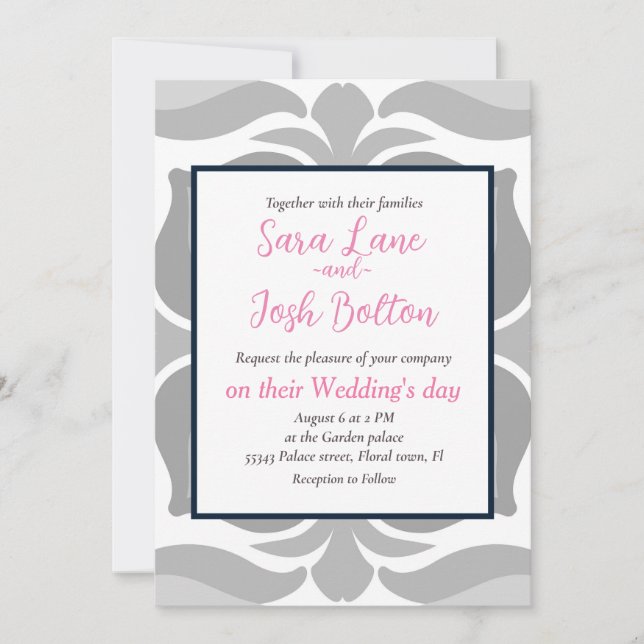 Neutral geolmetrical tiles invitation (Front)