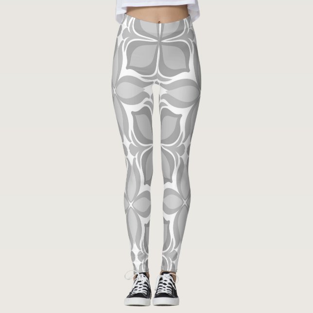Neutral geolmetrical tiles leggings (Front)