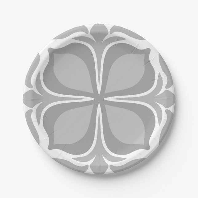 Neutral geolmetrical tiles paper plate (Front)