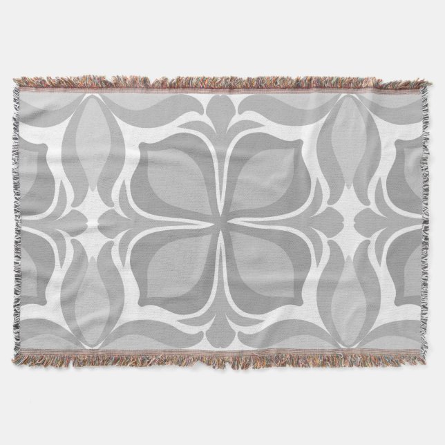 Neutral geolmetrical tiles throw blanket (Front)