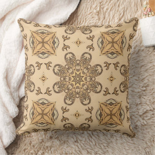 Neutral Geometric Abstract Circle Flower Pattern Cushion