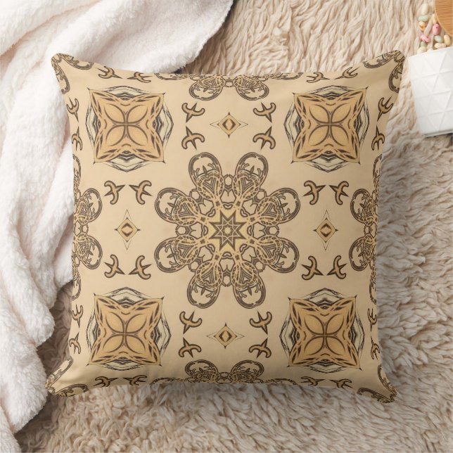 Neutral Geometric Abstract Circle Flower Pattern Cushion (Blanket)
