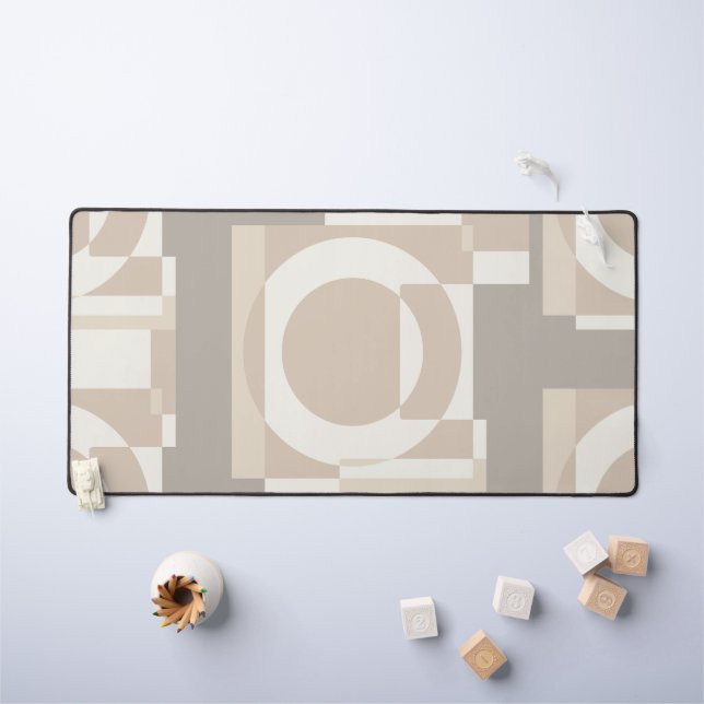 Neutral Geometric Abstract - Modern Bauhaus Desk Mat (Kids Table)