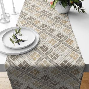 Neutral Geometric Table Runner for Modern Decor
